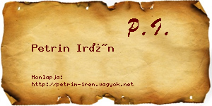 Petrin Irén névjegykártya
